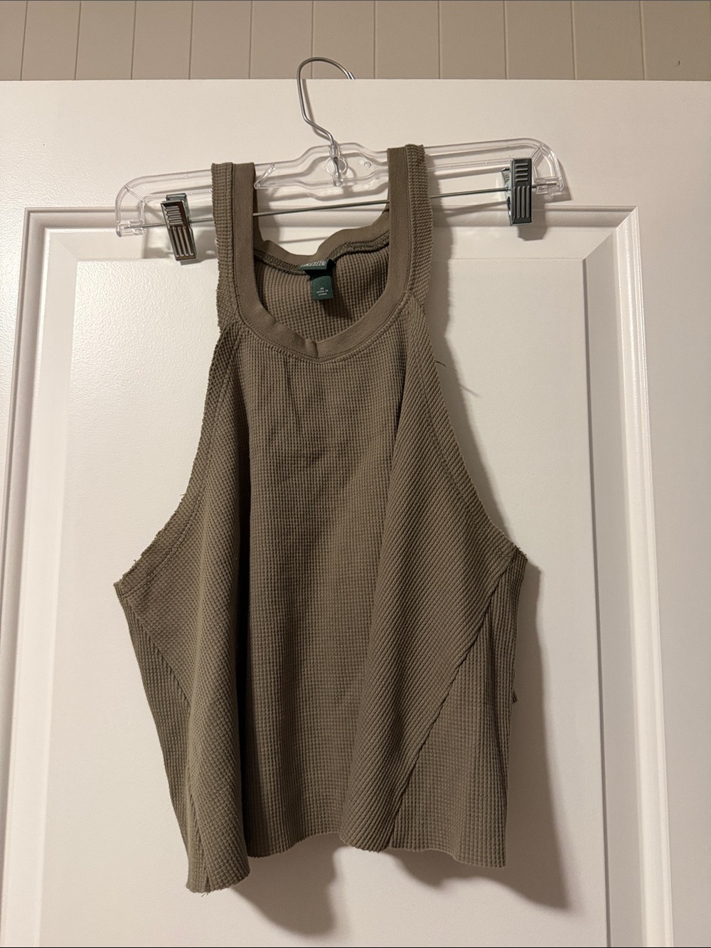 Waffle Knit Racerback Tank Top — Olive Green